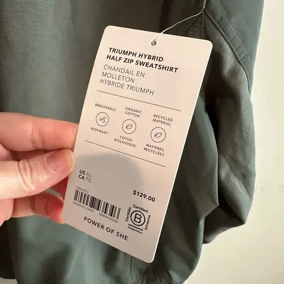 Athleta Triumph Hybrid Half Zip Sweatshirt XL - Picture 4 of 12